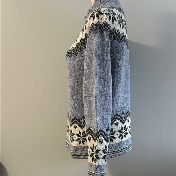 Inis Crafts Merino Wool Nordic Pattern Mock Neck Sweater - Picture 4 of 14